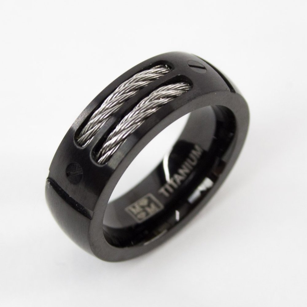 Ring Titanium Band Engagement Wedding Black Men’s